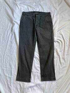 WORKERS OFFICER TROUSERS ワーカーズ ブラックデニム W34/84cm 日本製 チノパン オフィサー トラウザーズ ジーンズ 