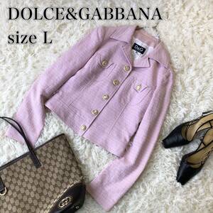 D&G DOLCE & GABBANA テーラードジャケットツイード 40 ドルガバ ピンク 40 Lサイズ