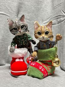 クリスマスオブジェ　猫 人形【ハンドメイド