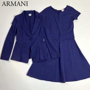 良品 ARMANI COLLEZIONI アルマーニコレツォーニ セットアップワンピース テーラードジャケット フレアワンピース 40 パープル レディース