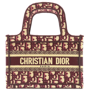 ディオール ハンドバッグ DIOR BOOK TOTE ミニ キャンバス ワインレッド ブックトート オブリーク M1271ZRIW 中古