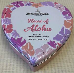 送料無料 空き缶 美品 ホノルル クッキー カンパニー ハート オブ アロハ ギフト缶 Honolulu Cookie Company Heart of Aloha