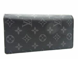 1円 ■美品■ LOUIS VUITTON ルイヴィトン M61697 モノグラムエクリプス ポルトフォイユブラザ 二つ折り 長財布 ブラック系 FD2961