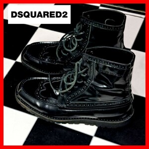 Dsquared2　ディースクエアード　レースアップ　ウイングチップ　レザーブーツ　43 28㎝　ブラック　黒