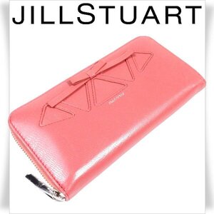 新品1円～★JILL STUART ジル スチュアート チャーム付き 牛革レザー ラウンドファスナー長財布 ピンク ロングウォレット 本物 ◆A1113◆