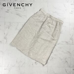 GIVENCHY ジバンシィ ツイードタイトスカート サイドジップ 膝丈 裏地あり ベージュ サイズL*RC1311