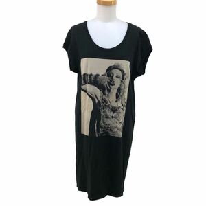 S206 日本製 HYSTERIC GLAMOUR ヒステリックグラマー Courtney love コートニーラブ Tシャツ ワンピース カットソー 半袖 綿100% F 黒