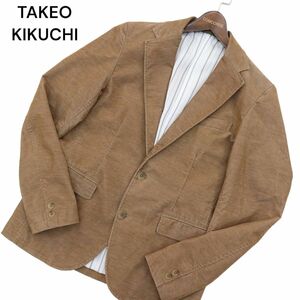 美品★ TAKEO KIKUCHI タケオキクチ 秋冬 細畝 コーデュロイ★ 2B アンコン テーラード ジャケット ブレザー Sz.2　メンズ　A4T07433_6#N