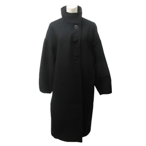 ザラ ZARA 美品 WOOL BLEND HIGH NECK COAT コート メルトンジャケット ハイネック ウール 黒 ブラック L 0308 レディース