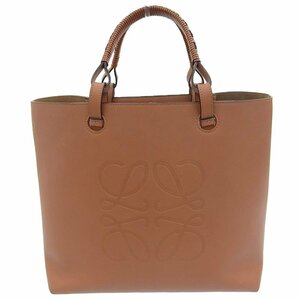 ■ 1円 ～ 正規 中古品 ■ LOEWE ロエベ ■ アナグラム トートバッグ ■ 2WAY ハンド 鞄 ロゴ カーフ レザー ブラウン ユニセックス