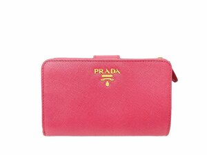 PRADA (プラダ) 二つ折り財布 コンパクトウォレット L字ファスナー ピンク レディース/028