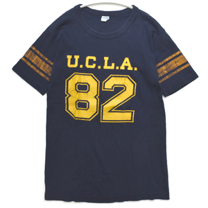 70s ビンテージ Champion チャンピオン UCLA ナンバリング フットボール Tシャツ 紺×黄 size.L バータグ 100％COTTON