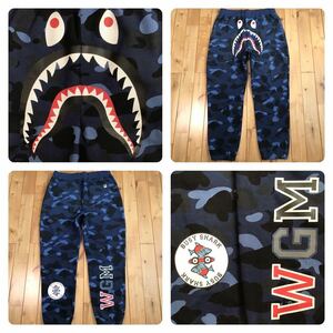 Blue camo シャーク スウェットパンツ Lサイズ a bathing ape BAPE shark sweat pants エイプ ベイプ アベイシングエイプ 迷彩 w1
