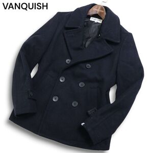 VANQUISH ヴァンキッシュ 秋冬 メルトン ウール★ Pコート Sz.S　メンズ ネイビー　C4T10727_B#N