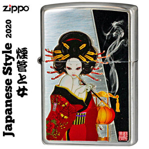 zippo(ジッポーライター) 和柄 煙管と女　シルバーいぶし【ネコポス対応可】