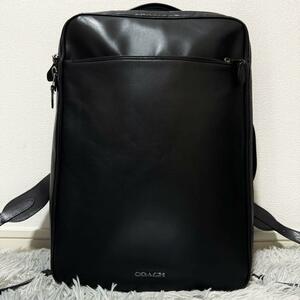 1円～【極美品】COACH コーチ リュックサック グラハム コンバーチブル バックパック ビジネス ブラック レザー メンズ A4 PC