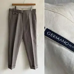 美品 BEAMS f 別注 GERMANO 千鳥格子柄 ツータック ウールパンツ