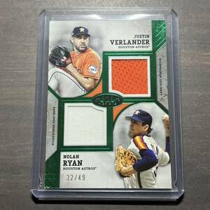 Justin Verlander / Nolan Ryan - Houston Astros Green Parallel Memorabilia /49 Dual Player Relics 2024 Topps Tier One Baseball MLB