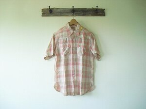 S/S WESTERN SHIRTS（ダブルワークス）ウエアハウス　ライトピーチ　半袖　ウエスタン　コットン100%　希少　絶版品　デッドストック　新品