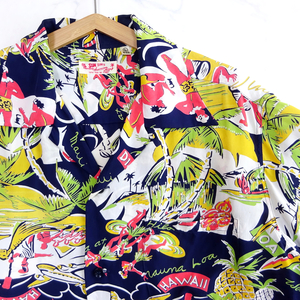 SUN SURF PROPELLERS OVER PARADISE rayon100% alohashirts サンサーフ オールオーバー アロハシャツ L SS34862