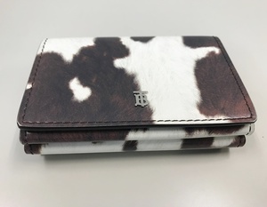 下松)BURBERRY バーバリー カウプリント 三つ折り財布 S2204019 JD07B