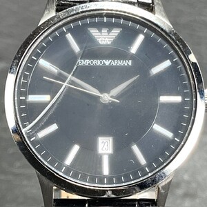 Emporio Armani エンポリオアルマーニ クラシック 腕時計 アナログ クオーツ AR2411 ブラック カレンダー レザーベルト 新品電池交換済み