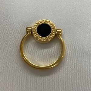 S【BVLGARI】ブルガリ 指輪 フリップリング オニキス K18 ゴールド アクセサリー 約6.4g