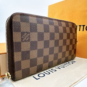 3838【ほぼ極美品】LOUIS VUITTON ルイヴィトン ダミエ ジッピーオーガナイザー ラウンドファスナー 長財布 ウォレット N60003/VI0075