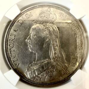 【未使用品】イギリス 1887 クラウン銀貨 ヴィクトリア UNC ジュビリー 希少 レア アンティークコイン 銀貨 NGC 高鑑定 初年度発行 英国