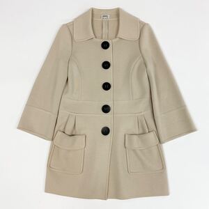 sa21 FOXEY BOUTIQUE フォクシーブティック ウールコート シングル ピーコート ウールニット 40 Mサイズ ライトベージュ レディース