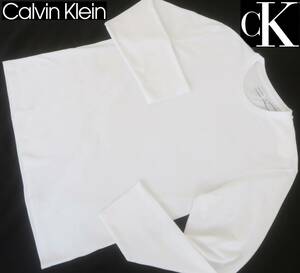 新品★カルバンクライン★オーバーサイズ★ホワイト ロンT★ドライ素材★長袖 Tシャツ 白&白 XL★CK Calvin Klein★708