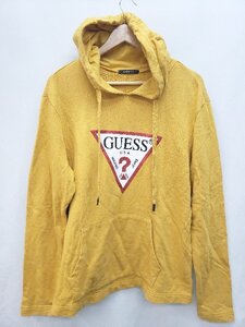 ◇ GUESS ゲス ロゴ プリント プルオーバー パーカー サイズL マスタード系 メンズ P