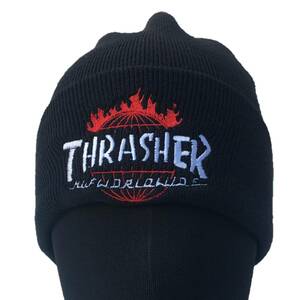 HUF THRASHER TDS ハフ×スラッシャー TOUR DE STOOPS ビーニー ニットキャップ（ブラック） [並行輸入品]