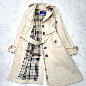 BURBERRY BLUE LABEL トレンチコート ノバチェック ロング ライナー ベルト 2way ベージュ系 38 M Aライン バーバリーブルーレーベル