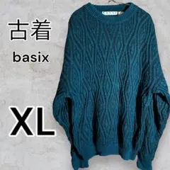 古着　BASIX　ニット　XL ワイド　オーバーサイズ　ブルー