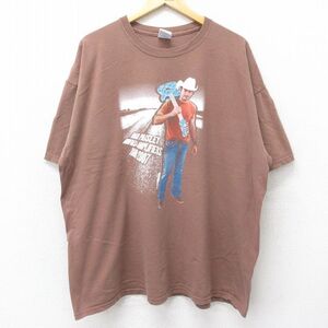 XL/古着 半袖 ビンテージ ロック バンド Tシャツ メンズ 00s ブラッドペイズリー 大きいサイズ コットン クルーネック 茶 ブ