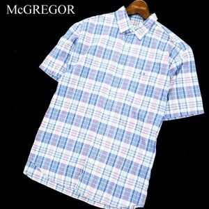 McGREGOR マクレガー 春夏 ロゴ刺繍★ 半袖 ボタンダウン チェック シャツ Sz.M　メンズ　A2T08559_7#A