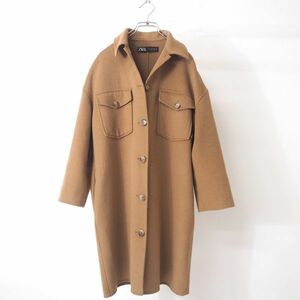 3-YC094 ザラ ZARA ウール コート キャメル S レディース