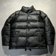 90s vintage black leather down jacket