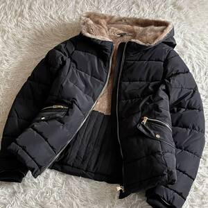 ZARA trf outerwear　サイズeur M　//　黒・裏ボア　中綿　フーディー　ジャンパー　ジャケット　y8