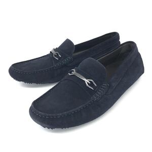 良好◆HUGO BOSS ヒューゴボス ドライビングシューズ 8◆ ネイビー スエード ローファー メンズ 靴 shoes