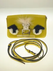 FENDI ショルダーバッグ レザー イエロー マイクロバケットモンスター