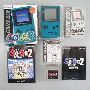 1円〜 任天堂 ゲームボーイカラー CGB-001 ブルー Sa・Ga2 サガ2 GAMEBOY 通電確認済み 計2点 ゲームハード 326-2753222【O商品】