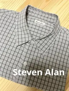 【美品】Steven Alanピンオックス チェック レギュラーカラー シャツ