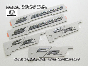 AP2【HONDA】ホンダS2000純正CRモデルUSエンブレムセット10点(フェンダー左右＆リア)/USDM北米仕様USA艶消し黒マットブラックTypeSタイプS