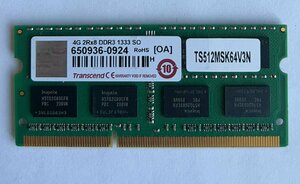 ★送料無料★Transcend 2RX8 PC3 DDR3-1333 4GB×1 ノート用メモリ★動作品★CD179