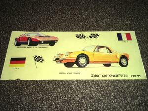 1970年代？ MERCEDES-BENZ C-111 MATRA M350 ステッカー A,ONE CAR STICKER 定価120円 GERMANY FRANCE メルセデスベンツ マトラ