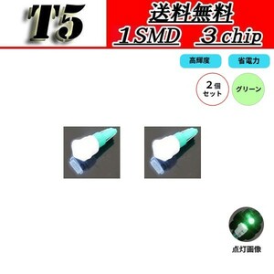 T5 バルブ グリーン メーター ウェッジ LED 12V ランプ 2個 セット SMD 複数注文OK 緑 ライト 5050chip 定形外