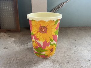 昭和レトロポップ　花柄　ゴミ箱ごみ箱 ダストボックス/ユーズド品▼レトロモダンカフェヴィンテージミッドセンチュリー