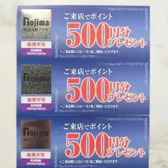 ノジマ 株主優待 来店ポイント 500円券 3枚